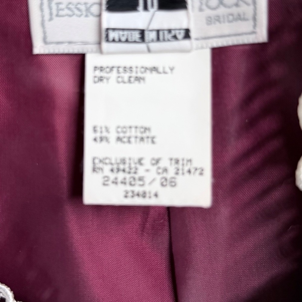 Vintage Jessica McClintock Bridal Jacket Size 10 Burgundy Victorian Lace Prairie - Picture 8 of 11